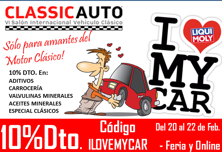 Liqui Moly junto al vehculo clsico en Classic Auto Madrid